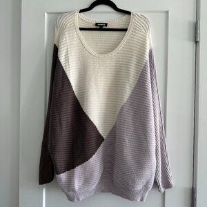 Express Color Block Ribbed Dolman Sleeve Sweater
